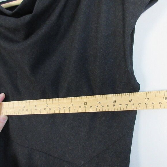 Max Mara Cowl Neck Knee Length Dress Virgin Wool Draped Detail Size 8 Black 334 - Picture 10 of 11